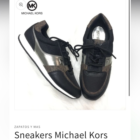 Michael Kors Women Billie Trainer Sneakers Black/Brown/ Sliver - Picture 5 of 8